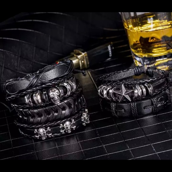 Mens Leather Bracelets  Multilayer Skull comes in set. See all pictures - Picture 2 of 4